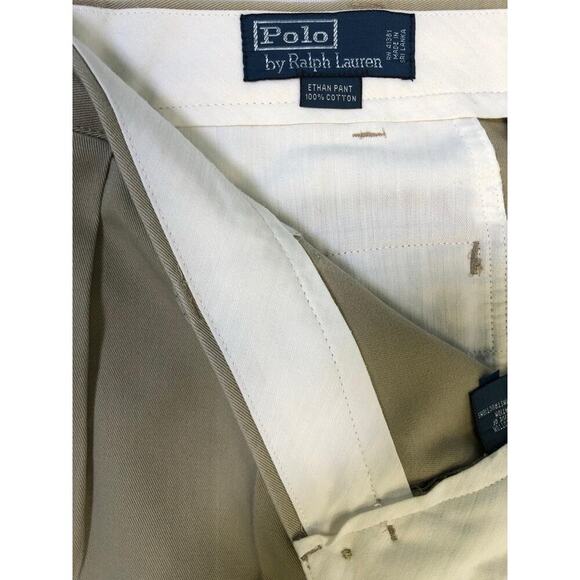 Polo Ralph Lauren Mens Pants 36x30 Tan Ethan Pleated Polo Vintage Pony Logo - Picture 8 of 12
